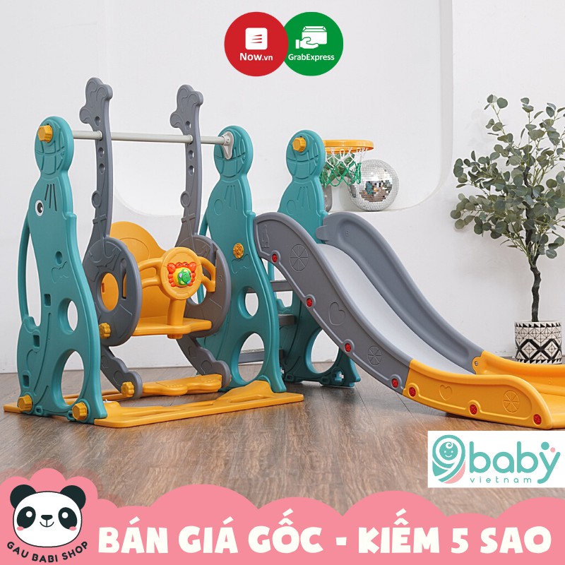 FREESHIP !!! Cầu trượt xích đu hải cẩu 9BABY cho bé màu xanh lá