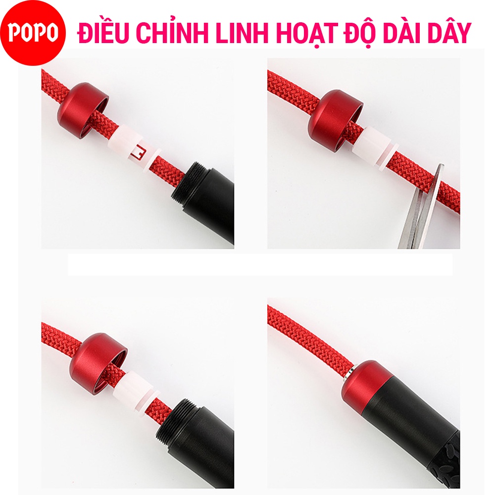 Dây nhảy thể lực chất liệu PVC bọc vải giảm tiếng ồn, dây nhảy giảm cân dài 3m tặng kèm túi đựng cao cấp TS63 POPO