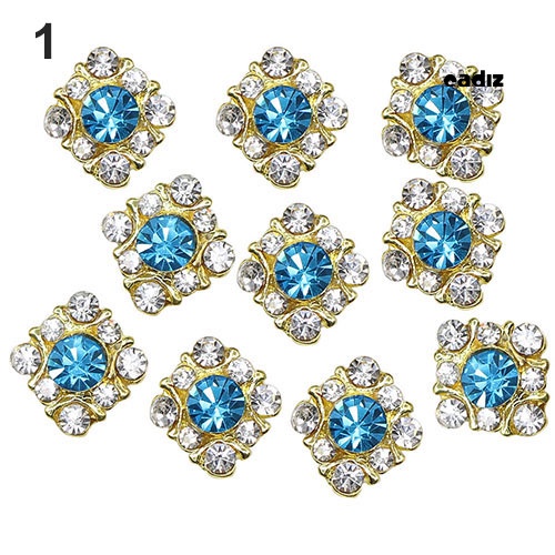 Bộ 10 Phụ Kiện Trang Trí Móng Tay Nghệ Thuật Bằng Hợp Kim Đính Đá Pha Lê Xinh Xắn DIY