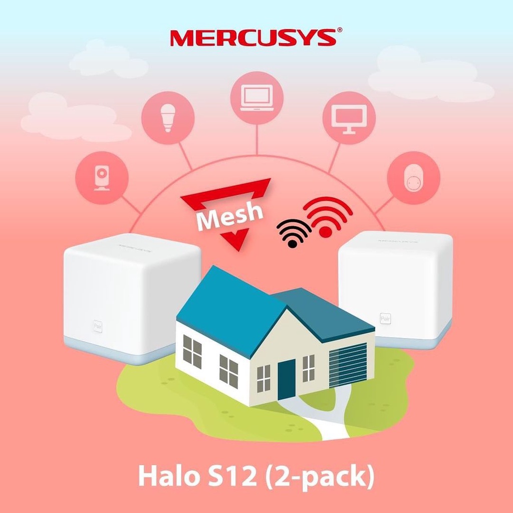 Bộ phát wifi  Mesh Mercusys Halo S12 (2-Pack) Chuẩn AC Tốc Độ 1200Mbps cho gia đình. Chính hãng, BH 24 tháng