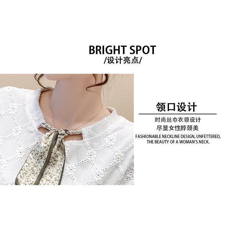 Áo Thun Tay Ngắn Phối Ren Thắt Nơ Thời Trang Mùa Hè 2023 Phong Cách Mới Cho Nữ