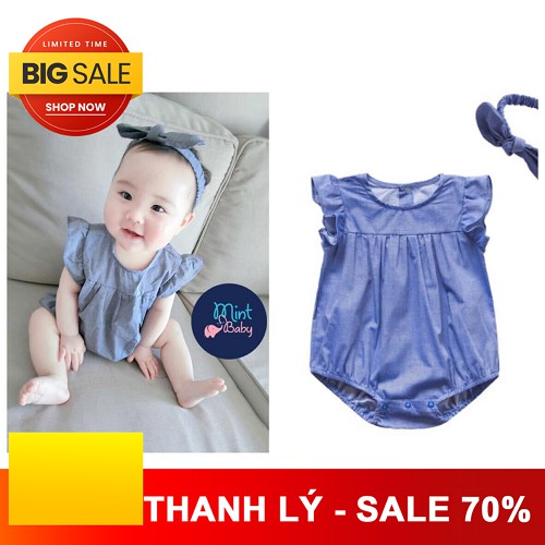 Bodysuit cotton bò giấy kèm băng đô