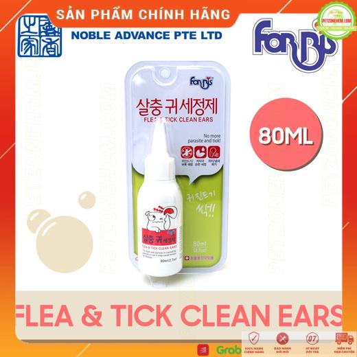 Forcans nước rửa sát trùng lỗ tai chó mèo ⚜ FREESHIP ⚜ Flea &amp; Tick Clean Ears 80ml ngừa rận ký sinh trùng gây viêm tai