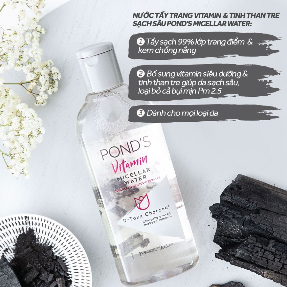 Nước tẩy trang Vitamin Pond's Micellar Water Detox Than Tre 100ml