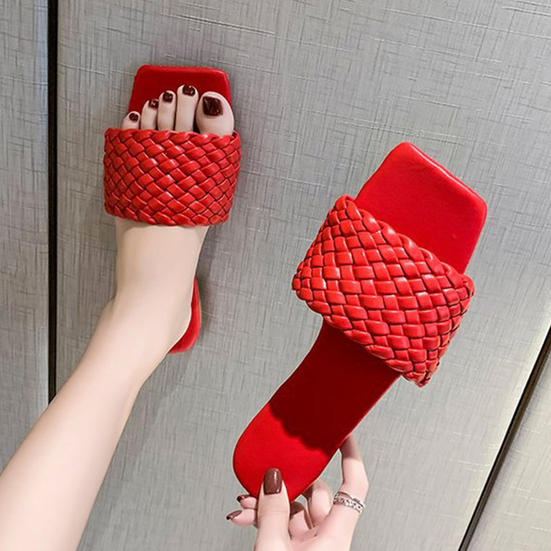 Big Size 35-42 Dép Nữ Đế Vuông đế chống trơn trượt da mềm nhiều màu