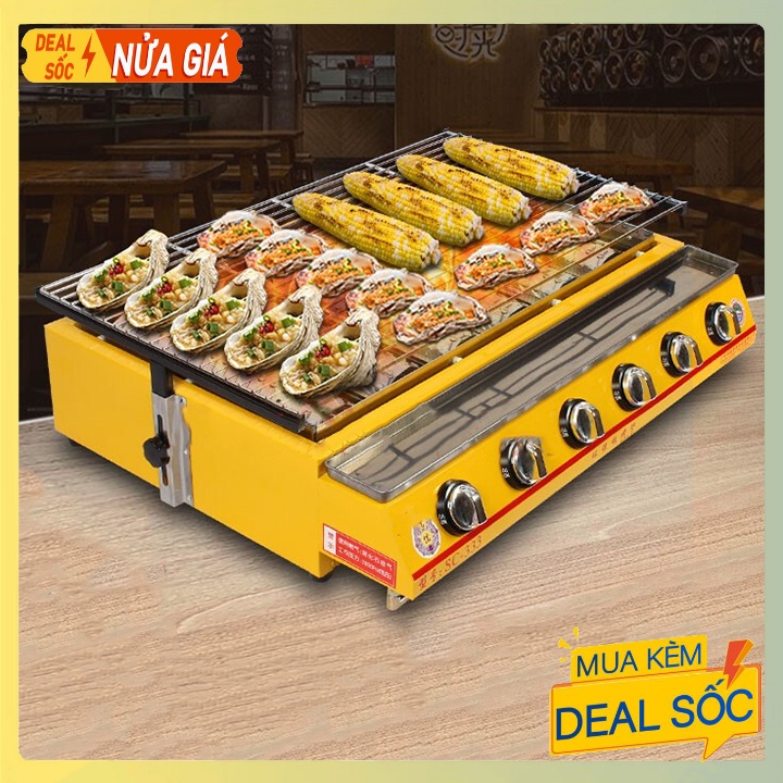 Bếp nướng BBQ bằng gas 6 họng 6 đầu đốt dài ET-K333