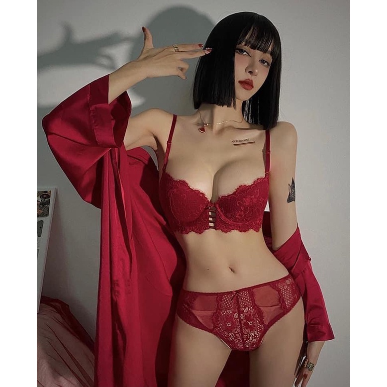 [ NEW ]Bộ Đồ Lót Nữ LOLI01, Áo Lót Có Gọng Mút 2cm Nâng Ngực, Thiết Kế Dây Đan Ngực Trendy Quyến Rũ