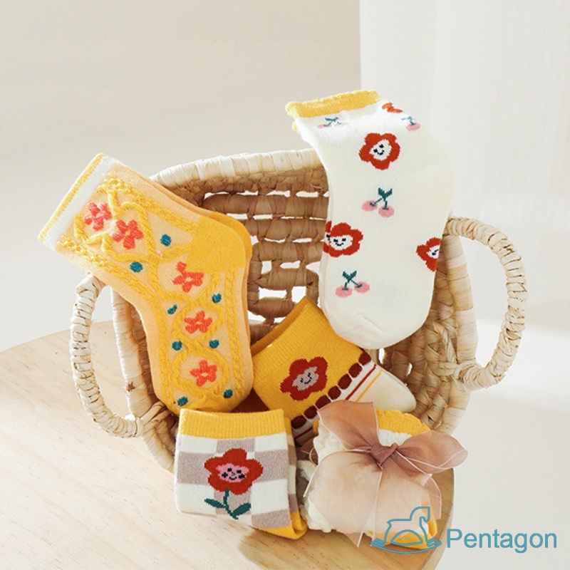 Vớ Dài Trung Bình In Họa Tiết Hoạt Hình Hoa Và Nơ Ngọt Ngào Thời Trang Xuân Thu