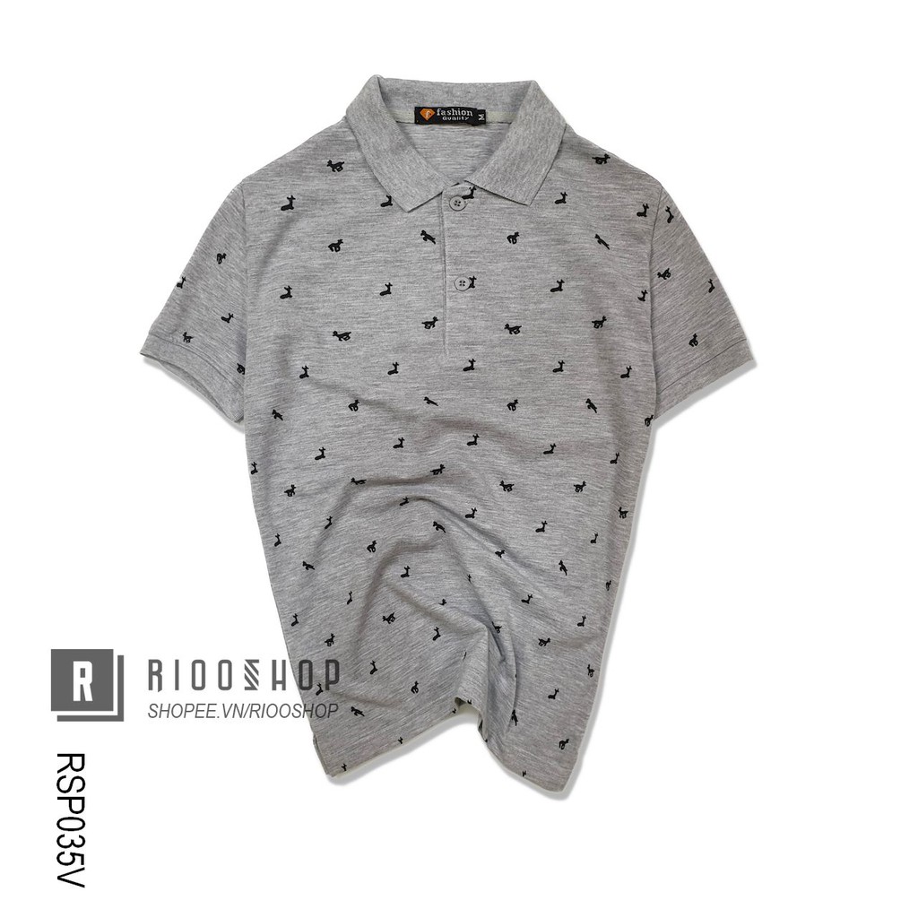 Áo thun nam có cổ họa tiết deer cao cấp RSP035V - áo polo nam form rộng Riooshop | BigBuy360 - bigbuy360.vn
