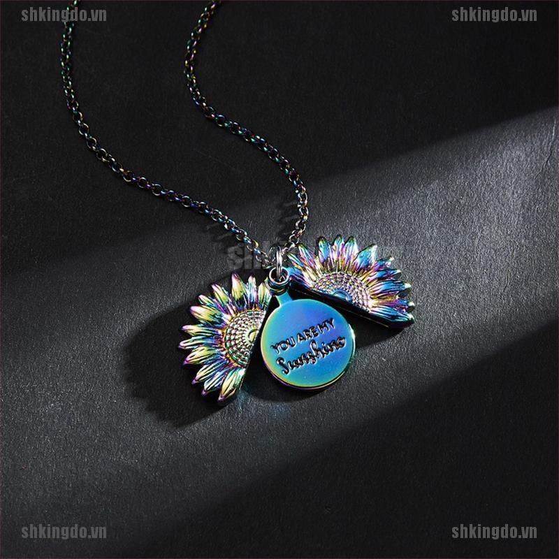 vòng cổ Mặt Hoa Hướng Dương Khắc Chữ You Are My Sunshine