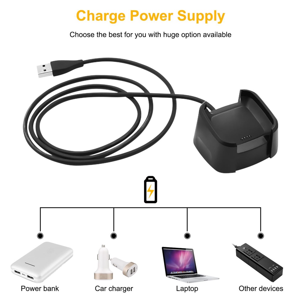 Charging Cradle Dock USB Data Cable Base Desktop Charger For Fitbit Versa Watch ELEN