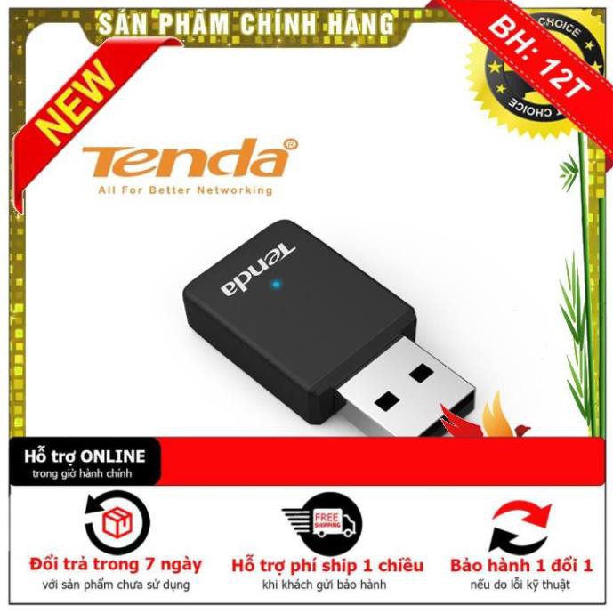 [BH12TH] USB thu Wifi Tenda U9 Mini (Ko anten, chuẩn AC 650Mbps – 2 băng tần)