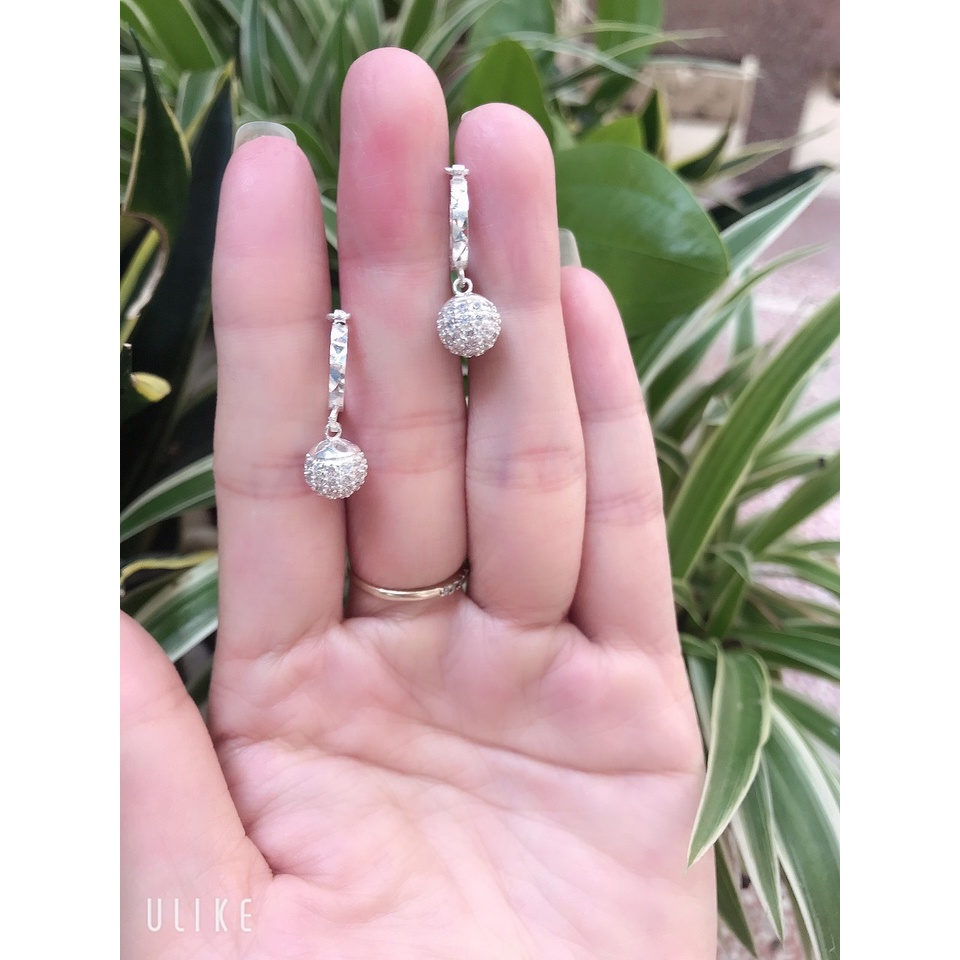 Bông tai bạc hình cầu đính đá, chất liệu bạc cực xinh xắn trẻ trung - Trang sức bạc Evasilver