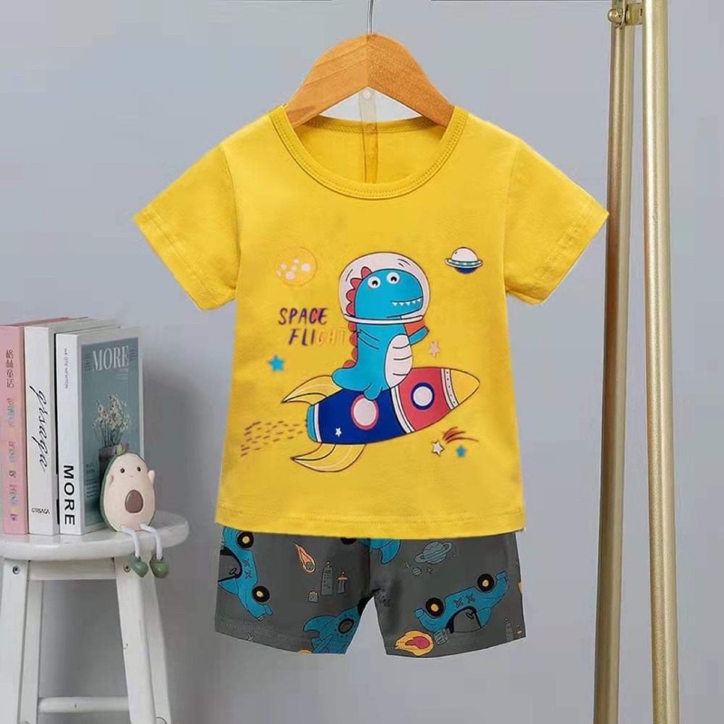 Đồ bộ trẻ em Quảng Châu - Bộ cotton cộc tay xuất Hàn cho bé trai