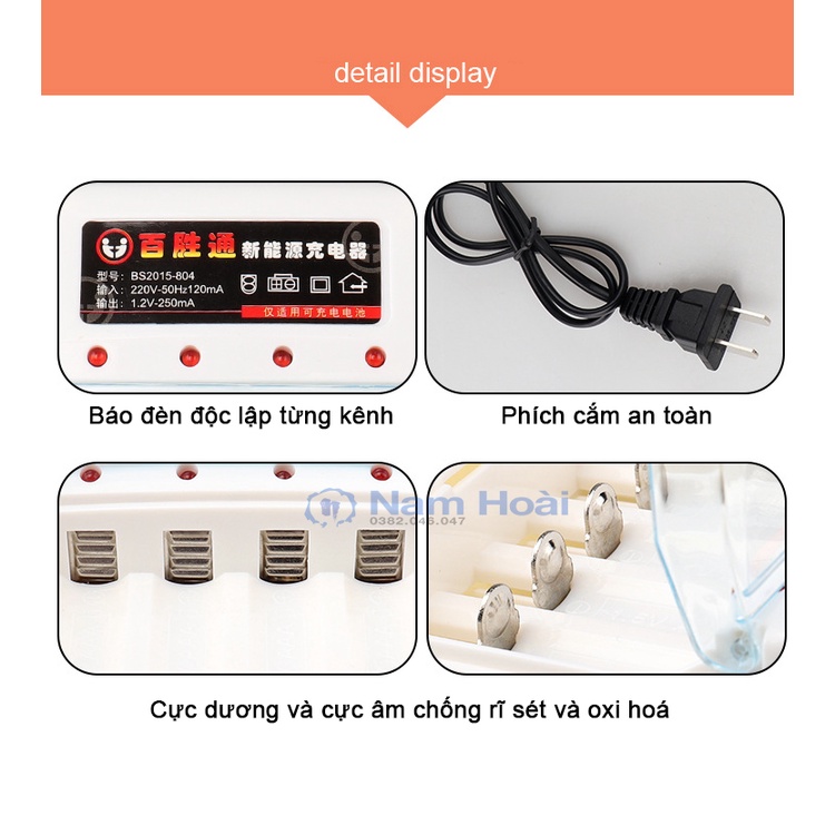 Bộ 4 Pin Tiểu Sạc AA/AAA 700mah, 1200mAh dùng điện 220V, Sạc Pin