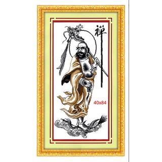 Tranh Thêu Chữ Thập La Hán Tu Thiền (Pháp Tổ) A976 (KHÁCH TỰ THÊU) KT:50X97CM
