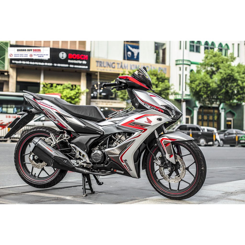 Tem trùm Winner X bạc đỏ, độ dán team decal xe thiết kế rẻ đẹp theo yêu cầu