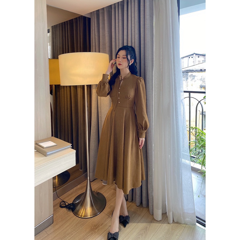 Váy Merry Ricci thiết kế chất liệu nhung chéo Hàn cao cấp mềm | RICCI OFFICIAL