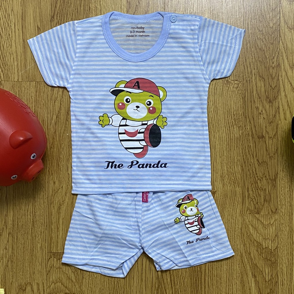 Đồ bộ cộc tay cho bé mẫu kẻ Noubaby chất cotton đẹp từ 5-16kg