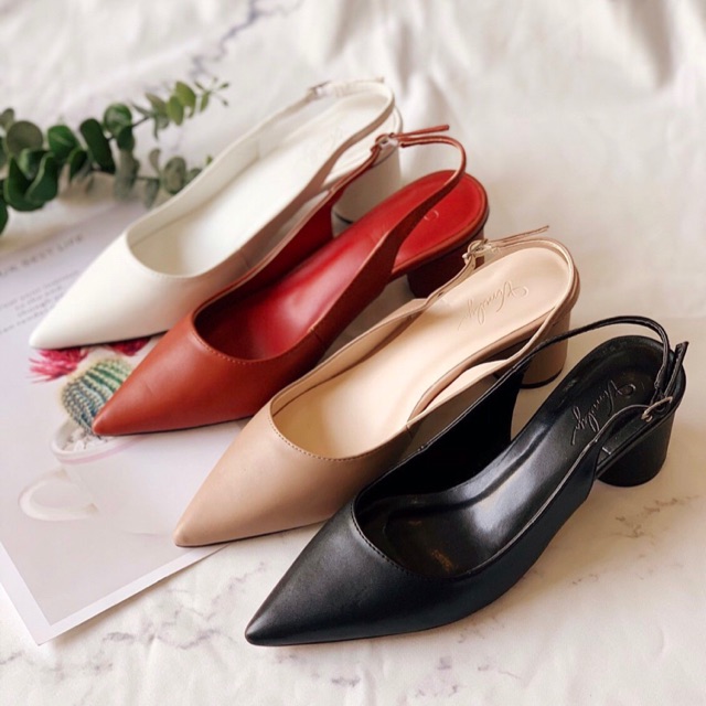 Giày sandal bít mũi gót tròn 5p