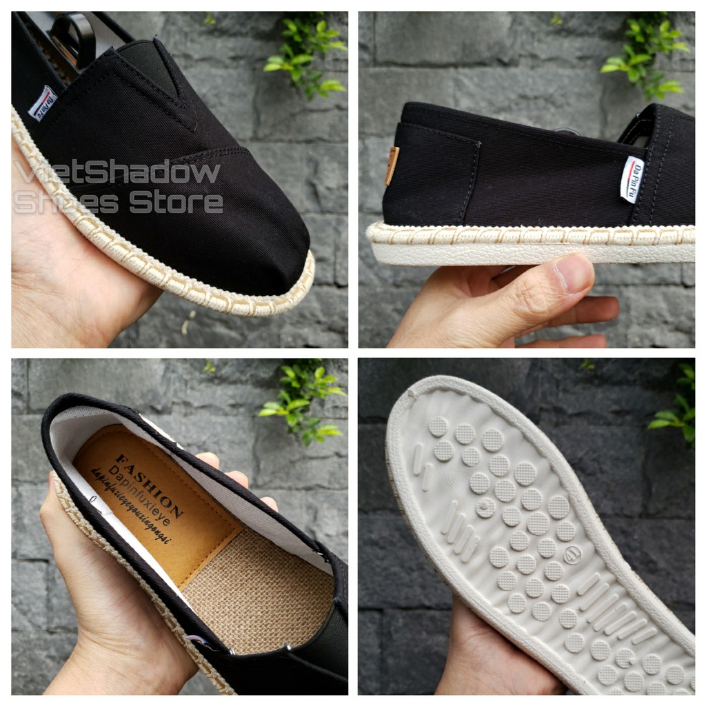 Slip on cói nam - Giày lười vải nam cao cấp - Vải thô 3 màu đen, xám và trắng ngà - Mã SP 2929 | BigBuy360 - bigbuy360.vn