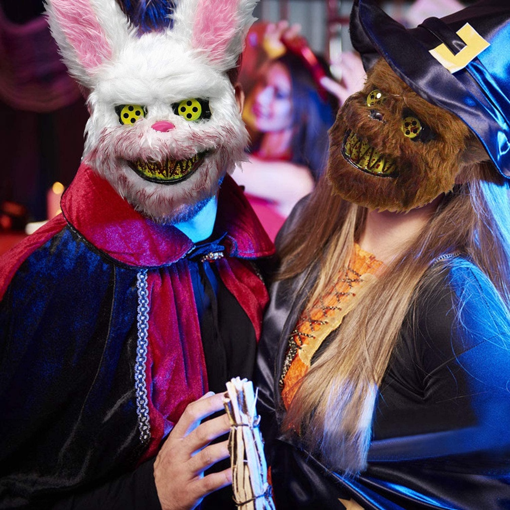Mặt Nạ Thỏ Nhồi Bông Hóa Trang Halloween Kinh Dị