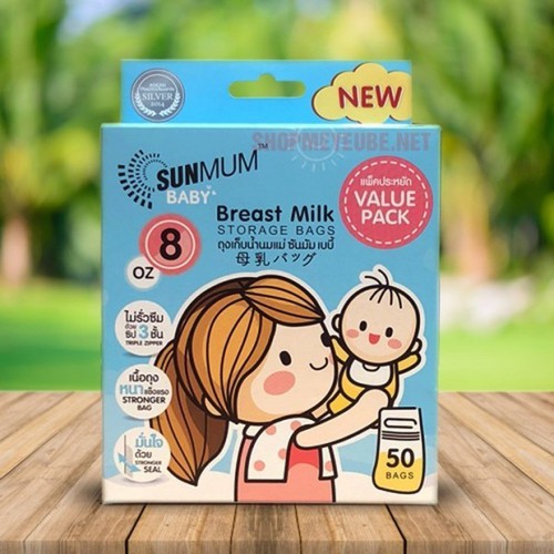 Hộp 50 Túi trữ sữa Sunmum Thái Lan 3 lần khóa zip
