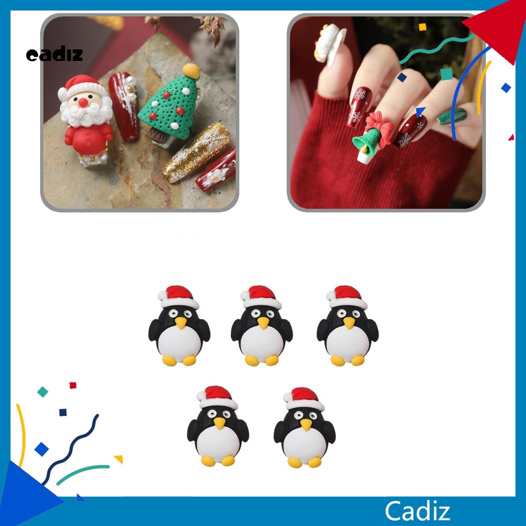 [Hàng mới về] Bộ 5 phụ kiện trang trí móng họa tiết giáng sinh 3d nhiều màu sắc độc đáo