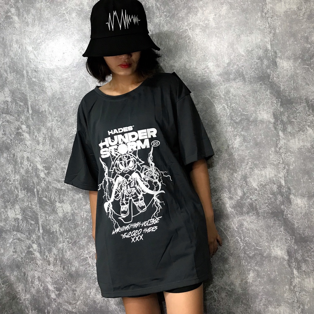 Áo thun tay lỡ phông Unisex nam nữ chất Premium Cotton oversize đến 70kg form rộng THUNDER ST.RM TA99