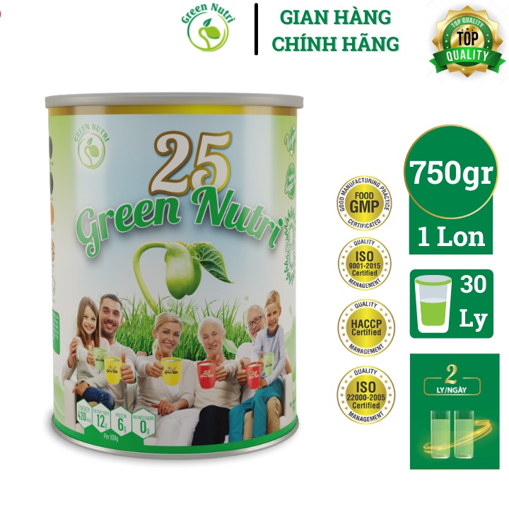 25 Green Nutri - Sữa Hạt Ngũ Cốc Chính Hãng 750gr (Dạng Lon)