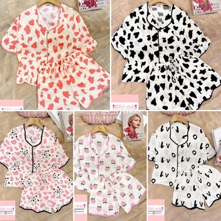 Đồ ngủ nữ pijama đùi, mặc nhà cute chất latin lụa thoải mái