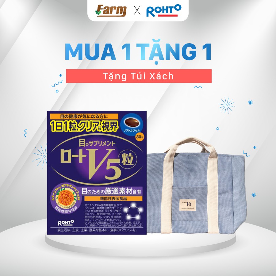 Viên Uống Sáng Mắt Rohto V5 Nhật Bản + Tặng Túi Xách Rohto V5 Như Hình | Thế Giới Skin Care