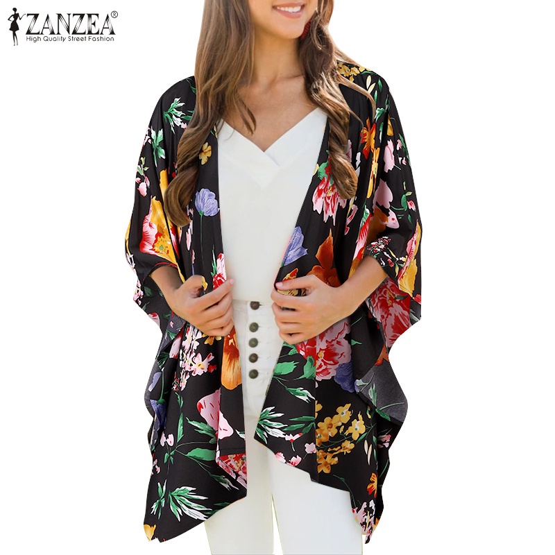 Áo khoác cardigan Zanzea tay lỡ in họa tiết hoa kiểu Tây Âu cổ điển hợp thời trang cho phái nữ