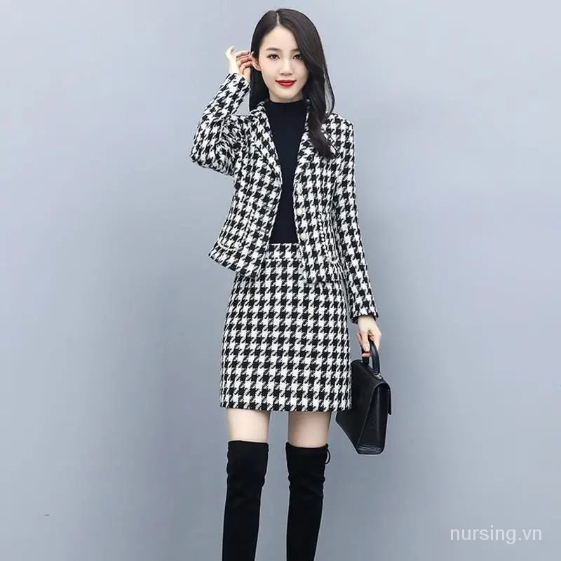 Set áo vest + chân váy thời trang công sở cho nữ