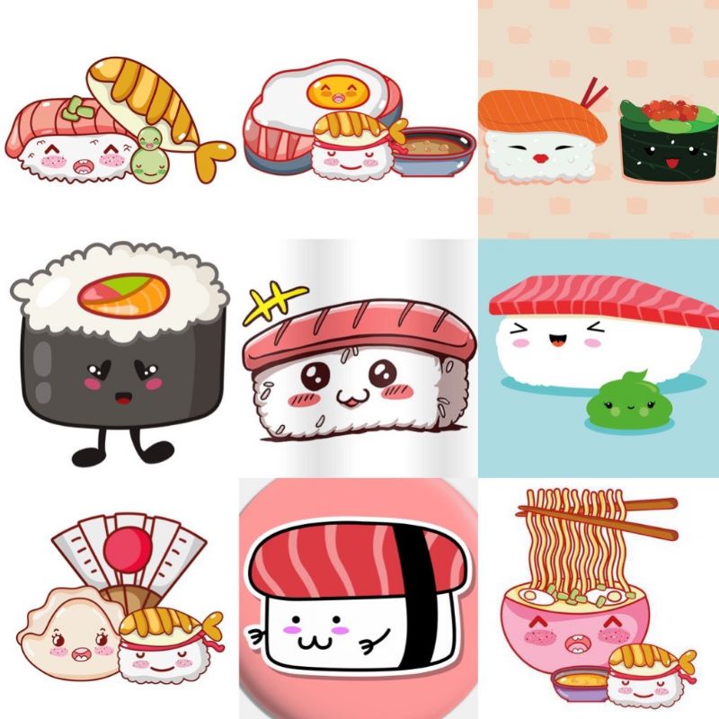 10-60 hình dán Stickers Sushi đồ ăn cute decal