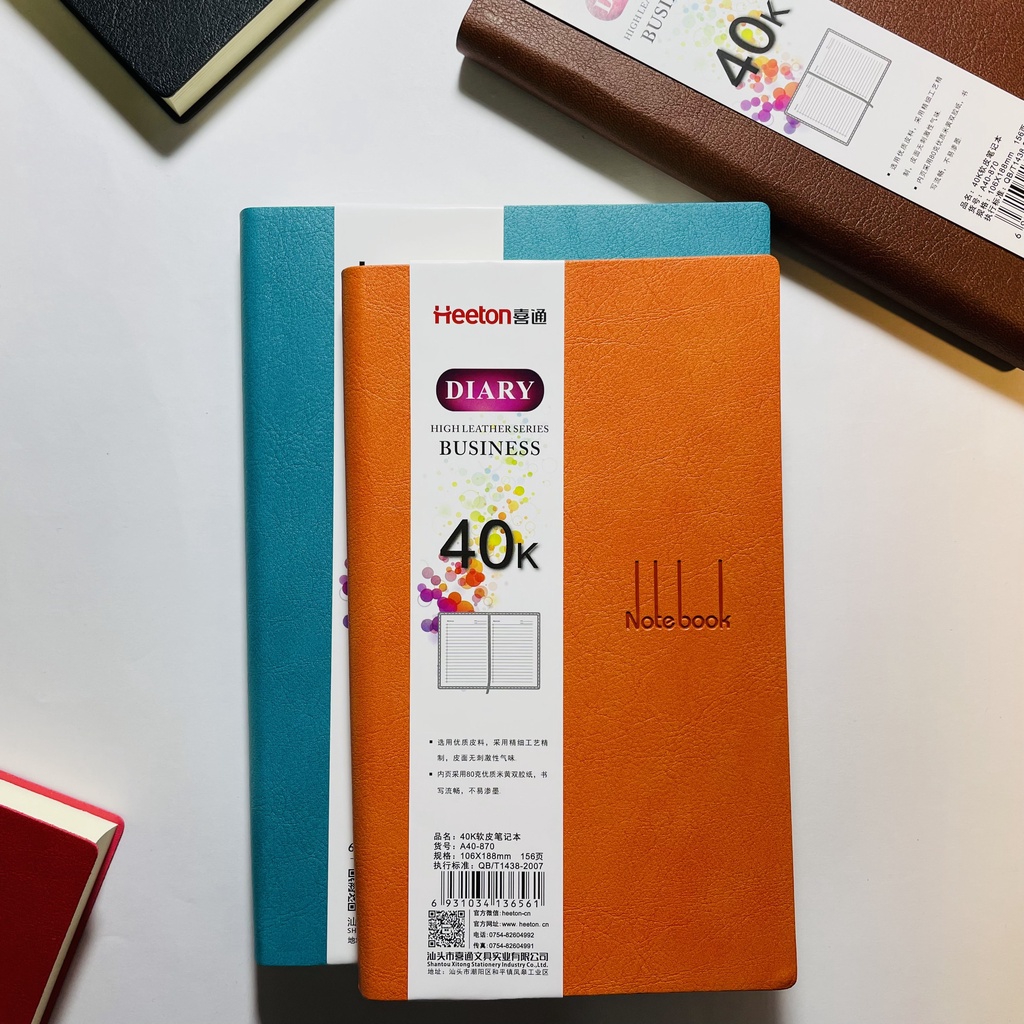 Sổ tay A6(106x188mm) HEETON cao cấp, Sổ tay bìa da mềm nhiều màu sắc trẻ trung thời trang A40870