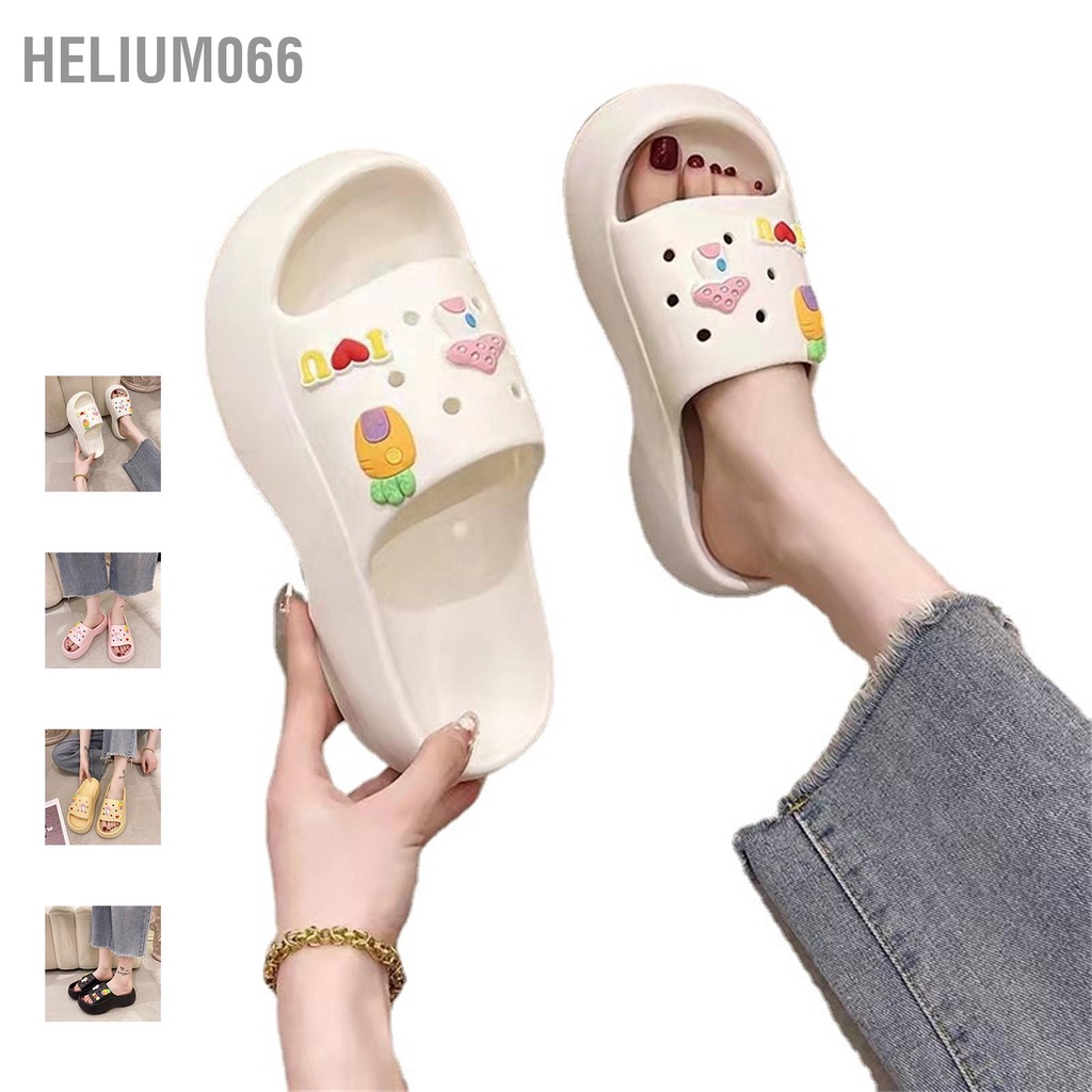 Helium066 Dép đi trong nhà hoạt hình dễ thương cho nữ không thấm nước EVA thông thường mềm mại trượt bữa tiệc bãi biển mua sắm