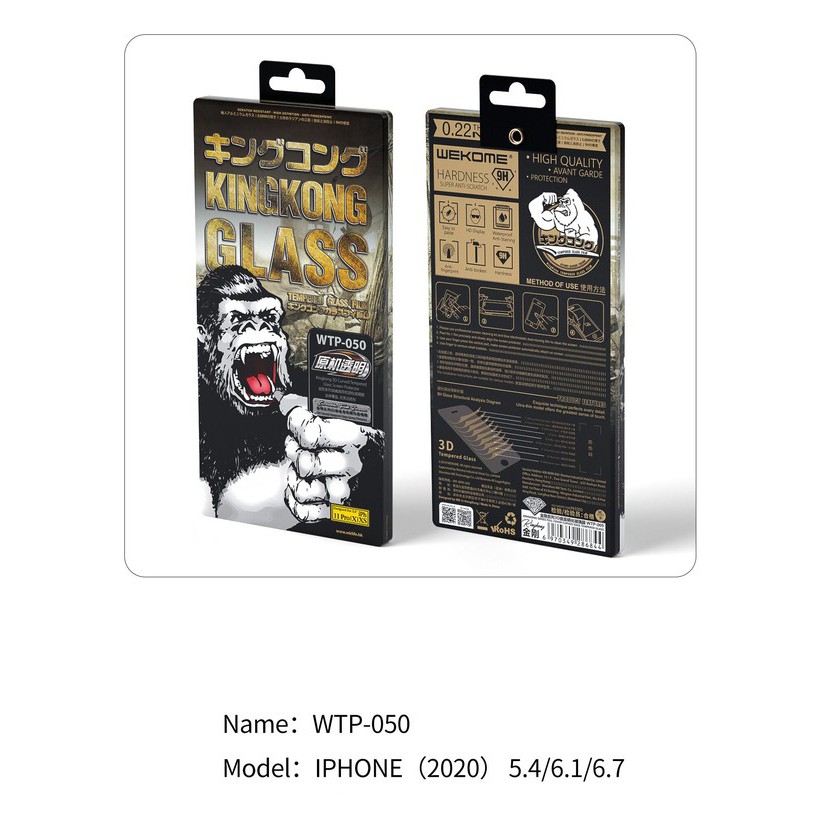 Cường lực iphone KingKong 3D tràn viền màn hình 9H cho 12 /12 Pro /12 Pro Max - miếng dán Iphone - ORIO - [K-Z]