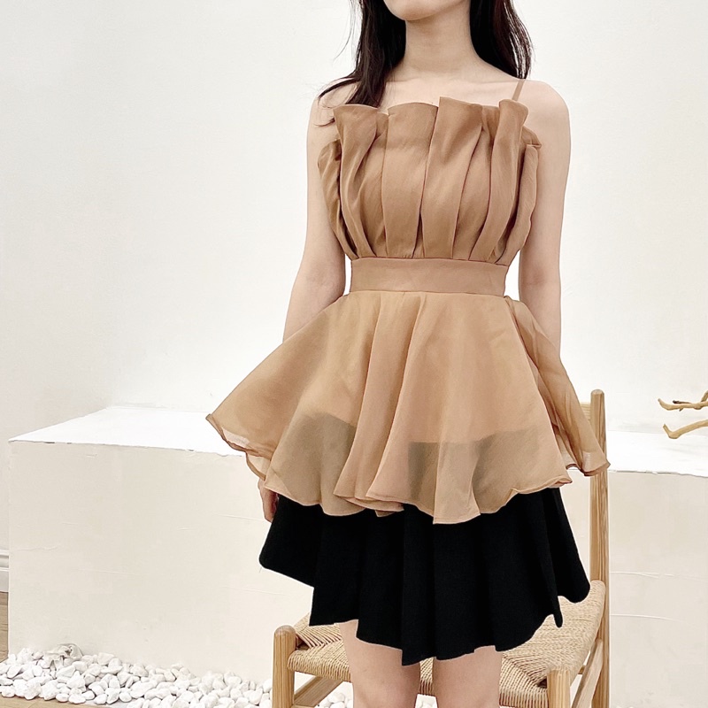 Áo tơ 2 dây peplum M111