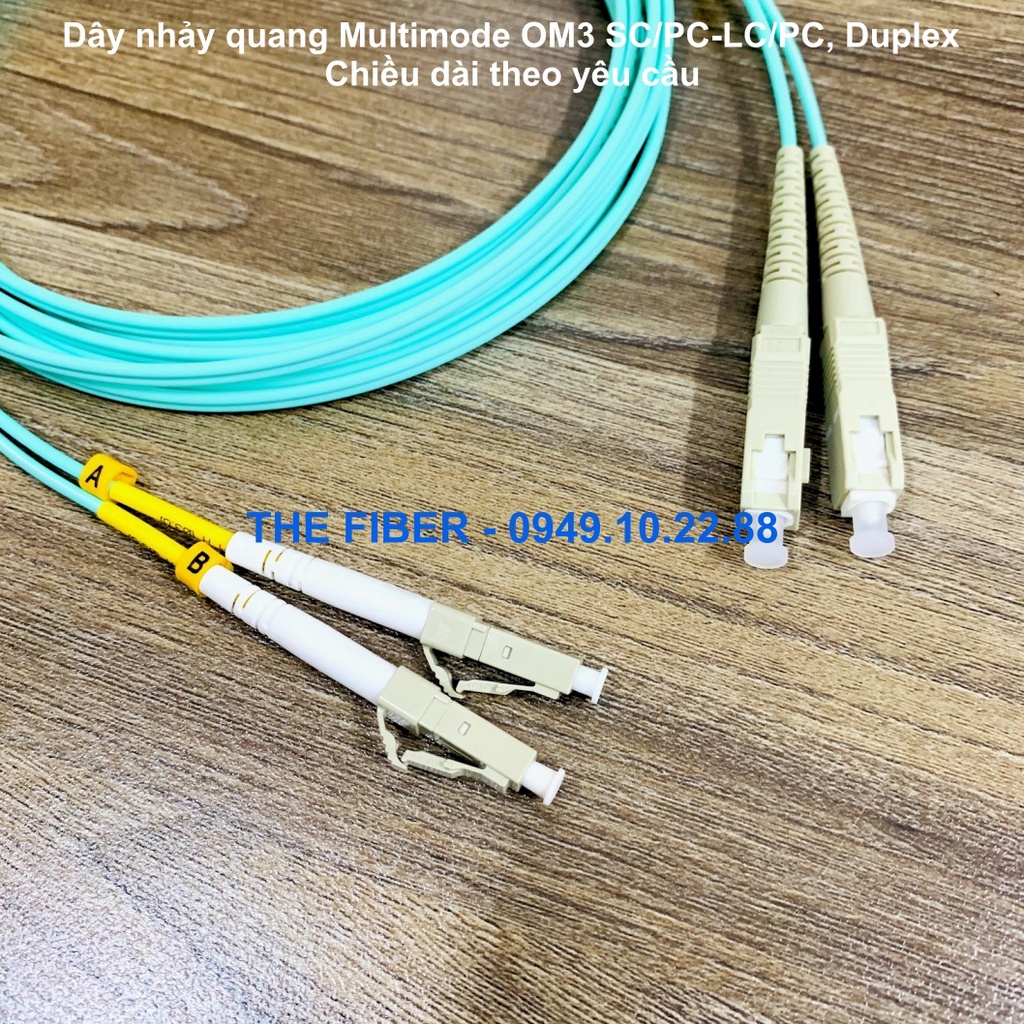 Dây nhảy quang Multimode OM3 SC/PC-LC/PC Duplex - Chiều dài theo yêu cầu