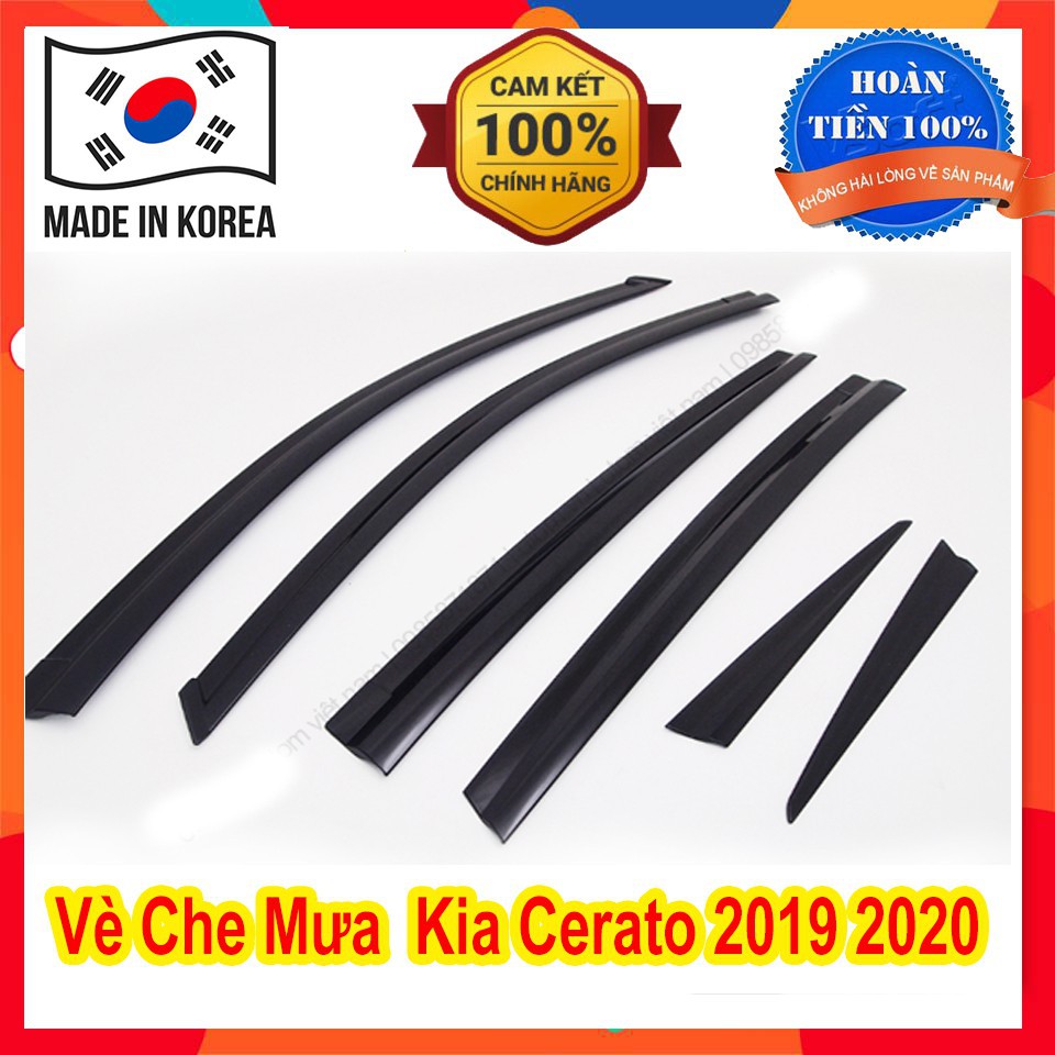 Vè che mưa cho xe Kia Cerato 2019 2020 màu đen 6 chi tiết