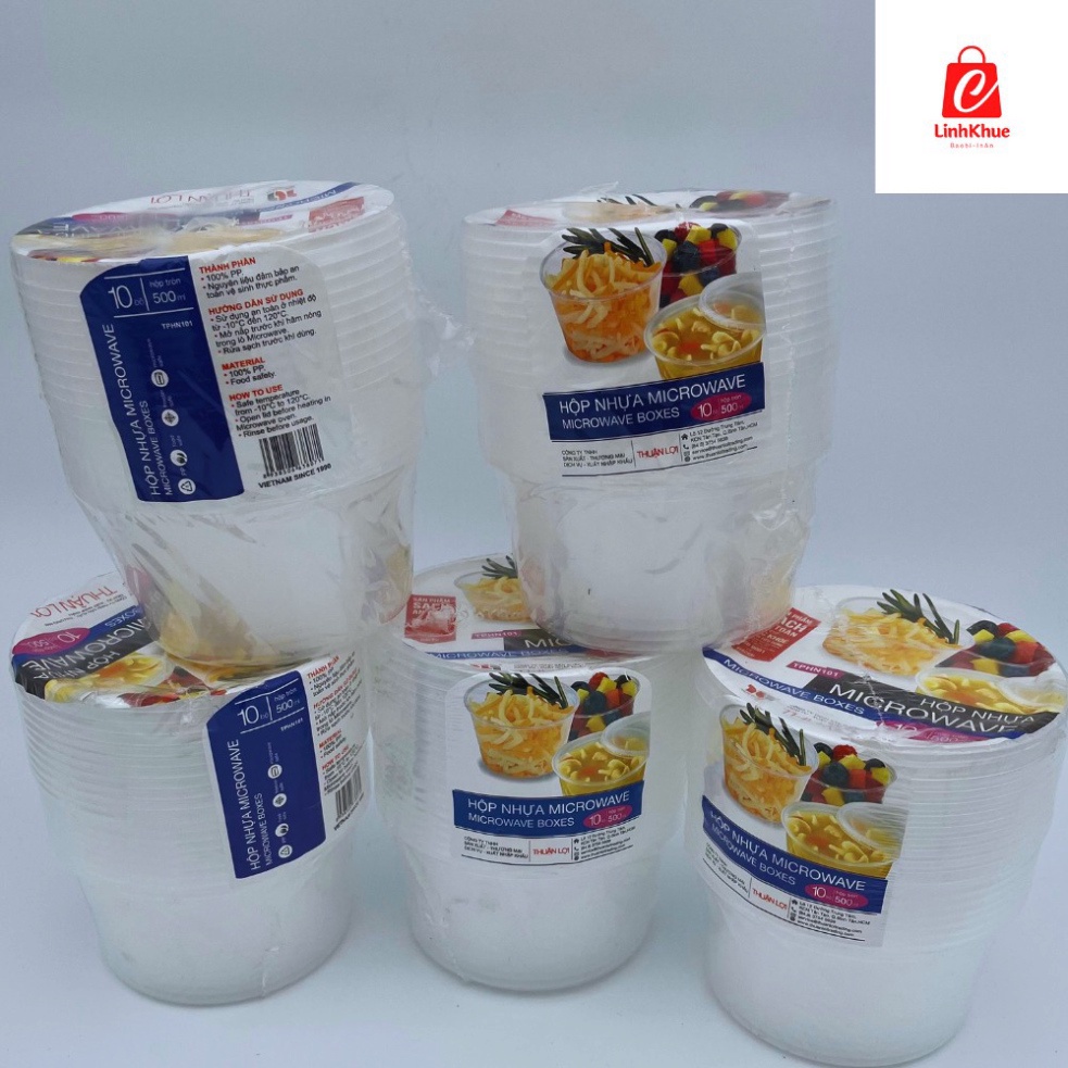 Hộp nhựa tròn 500ml kèm nắp + Hộp Microwave+ Hàng Thuận Lợi/Hàng Việt Nam+ Sp0008+ Hộp đựng thức ăn+ Đồ dùng 1 lần
