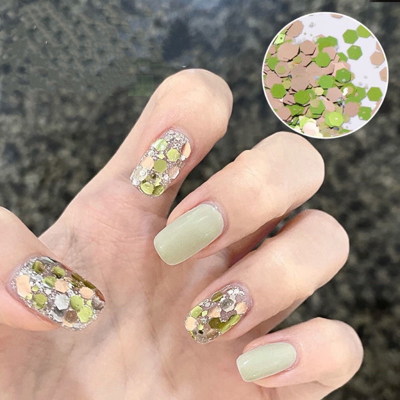 Bột tráng gương xanh trang trí nail hot mới