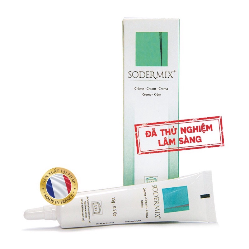 Sodermix / Sodemix Cream 15g - Kem làm mờ sẹo lồi, sẹo thâm, sẹo phì đại, chàm (Nhập khẩu Pháp)