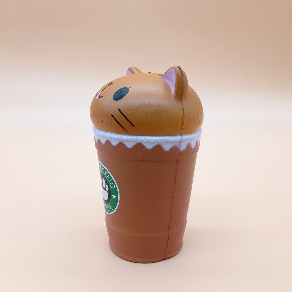 Squishy cốc cà phê mèo 14cm chính hãng Sanqi Elan có bao bì