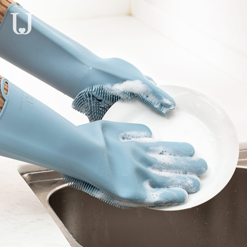 1 đôi Găng tay rửa bát cao su silicone Vệ sinh máy chà sàn thân thiện với môi trường