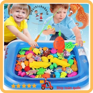 Đồ chơi câu cá cho bé đủ bộ đồ chơi bể bơi + bơm + cá nam châm + cần câu