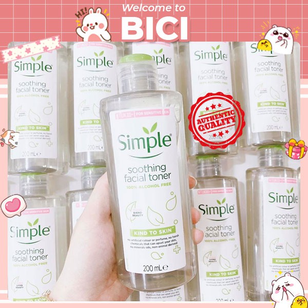 Nước hoa hồng Simple Kind to Skin Soothing Facial Toner 200ml