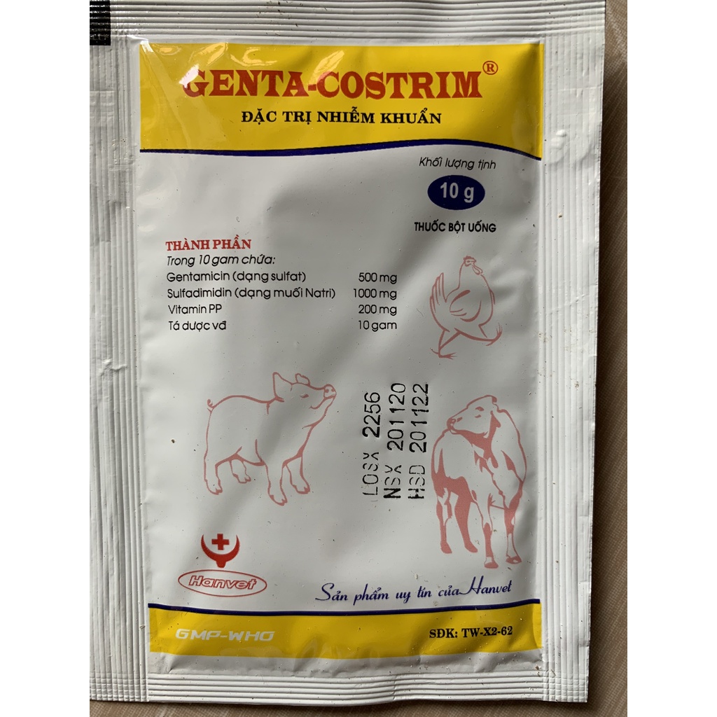 Genta Costrim gói 10g dùng cho gia súc gia cầm