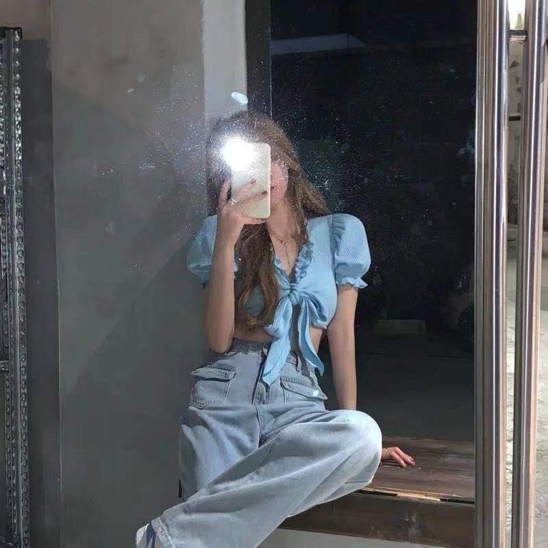 ÁO THUN CROPTOP XINH CỘT DÂY NƠ A3